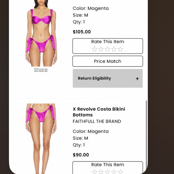 X Revolve Costa Bikini Set in Magenta FAITHFULL THE BRAND - Picture 3 of 4